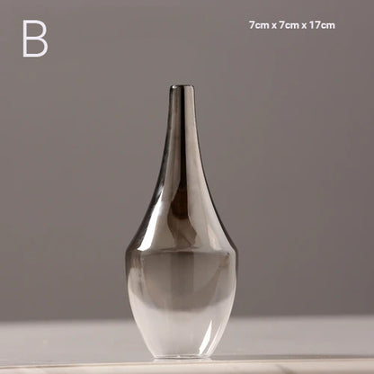 Luxury Silver Gradient Glass Vase Desktop Terrarium For Flowers Vases For Dried Flower Display Cute Tabletop Decoration For Living Room Home Decor