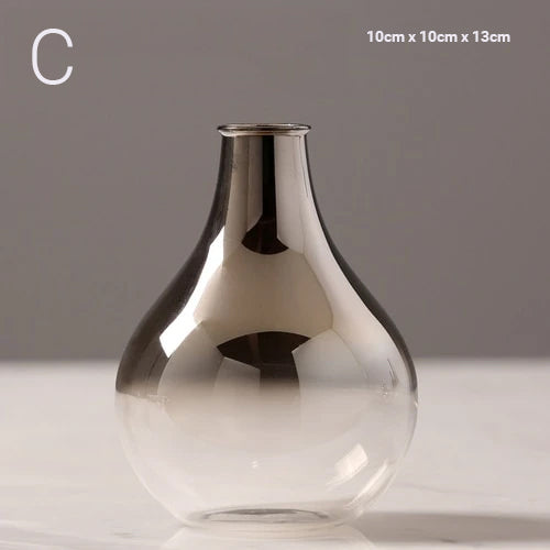 Luxury Silver Gradient Glass Vase Desktop Terrarium For Flowers Vases For Dried Flower Display Cute Tabletop Decoration For Living Room Home Decor