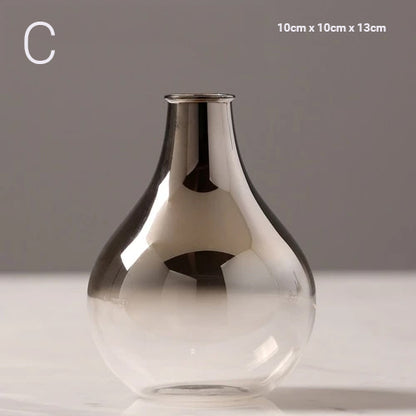 Luxury Silver Gradient Glass Vase Desktop Terrarium For Flowers Vases For Dried Flower Display Cute Tabletop Decoration For Living Room Home Decor