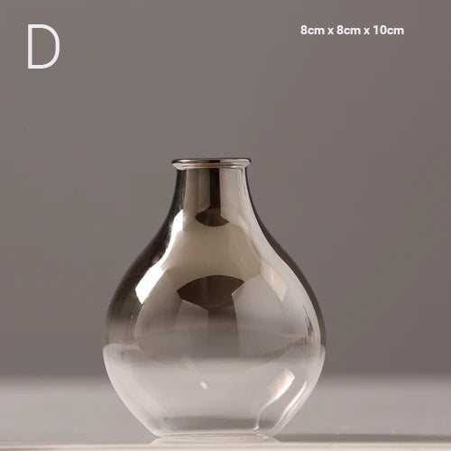 Luxury Silver Gradient Glass Vase Desktop Terrarium For Flowers Vases For Dried Flower Display Cute Tabletop Decoration For Living Room Home Decor