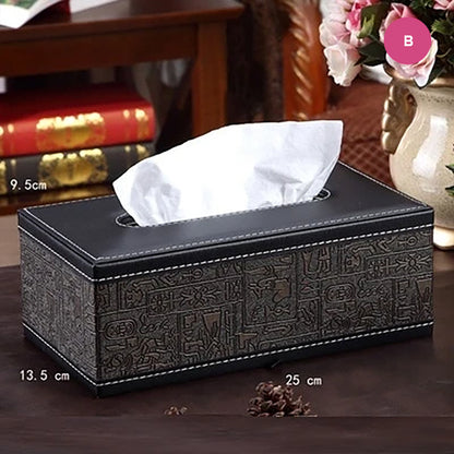 Luxury Elegant PU Leather Tissue Box For Home Decoration Desktop Bedside Table Living Room Fashionable Case For Removable Tissue Boxes Glamorous Home Interior Decor