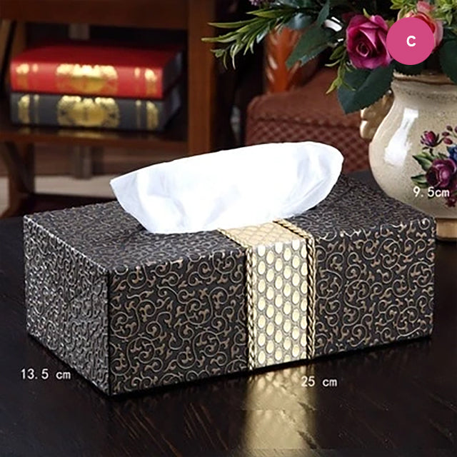 Luxury Elegant PU Leather Tissue Box For Home Decoration Desktop Bedside Table Living Room Fashionable Case For Removable Tissue Boxes Glamorous Home Interior Decor