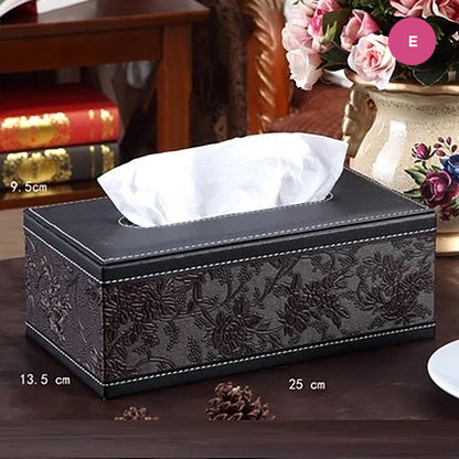 Luxury Elegant PU Leather Tissue Box For Home Decoration Desktop Bedside Table Living Room Fashionable Case For Removable Tissue Boxes Glamorous Home Interior Decor