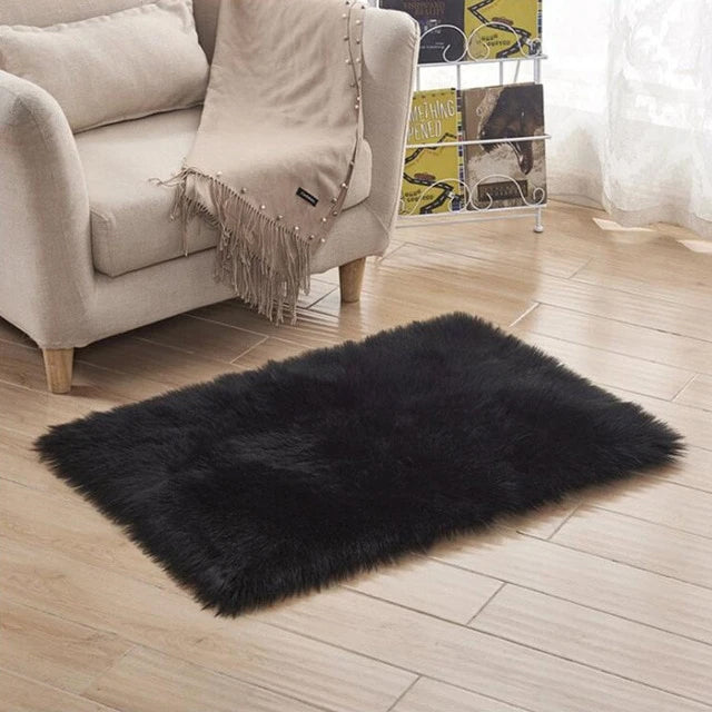 Fake Fur Rug Luxury Plush Faux Fur Rugs For Bedroom Artificial Wool Soft Fluffy Whi ...