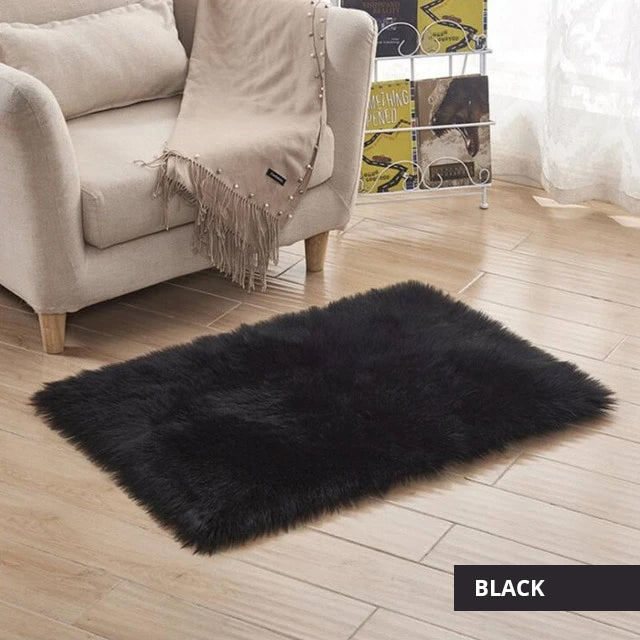Luxury Plush Faux Fur Rugs For Bedroom Artificial Wool Soft Fluffy White Fur Rug For Living Room Bedroom Couch Area Floor Rugs