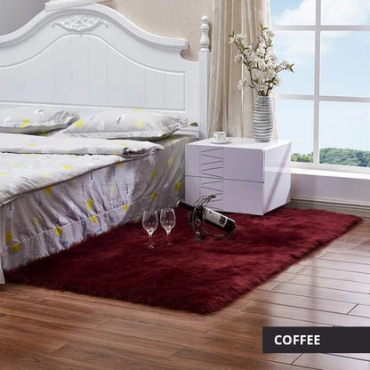 Luxury Plush Faux Fur Rugs For Bedroom Artificial Wool Soft Fluffy White Fur Rug For Living Room Bedroom Couch Area Floor Rugs