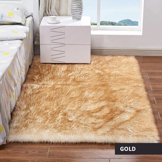 Luxury Plush Faux Fur Rugs For Bedroom Artificial Wool Soft Fluffy White Fur Rug For Living Room Bedroom Couch Area Floor Rugs