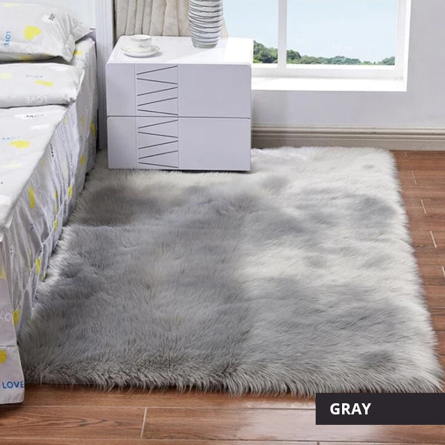 Fake Fur Rug Luxury Plush Faux Fur Rugs For Bedroom Artificial Wool Soft Fluffy Whi ...