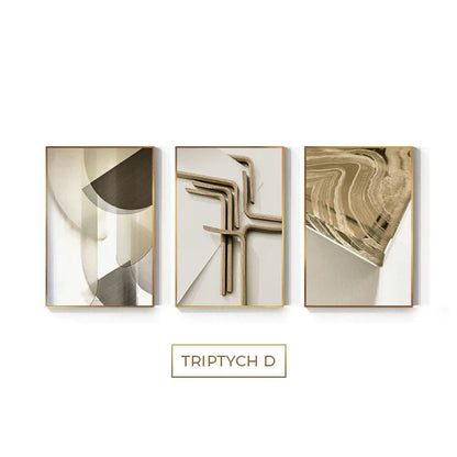 Modern Abstract Architectural Geometry Wall Art Fine Art Canvas Prints Neutral Colors Contemporary Pictures For Loft Living Room Home Office Interior Decor
