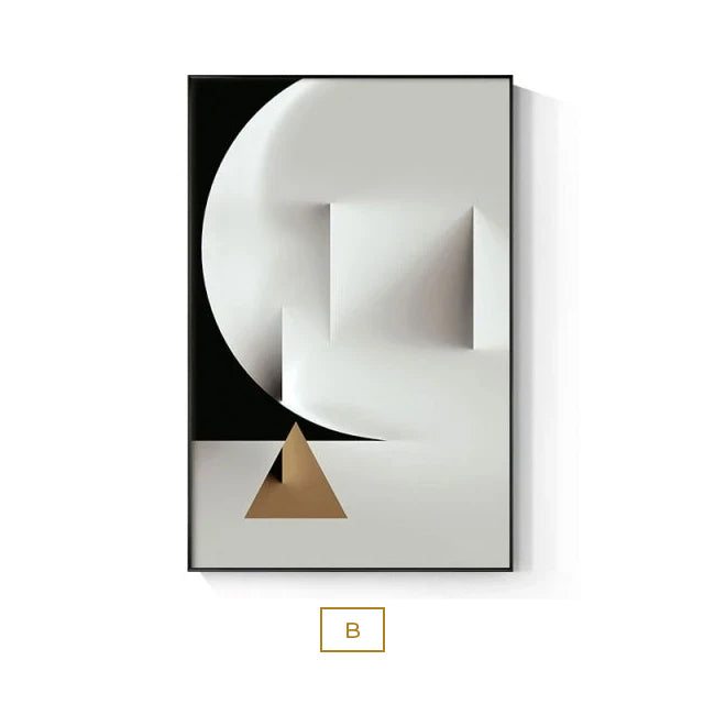 Modern Architectural Abstract Wall Art 3D Design Fine Art Canvas Prints Minimalist Pictures For Modern Loft Apartment Luxury Living Room Home Office Art Decor