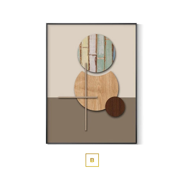 Modern Abstract Geometric Spherical Minimalist Wall Art Fine Art Canvas Prints Brown Beige Neutral Color Pictures For Luxury Loft Apartment Interior Decor
