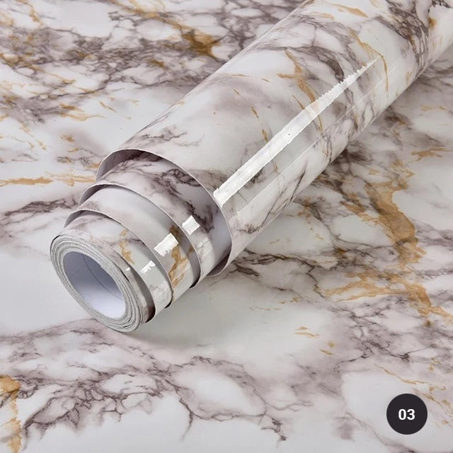 Marble Design Self Adhesive Vinyl Surface Covering For Kitchen Worktop Water & Oil Resistant PVC Film For Furniture Bathroom Surfaces DIY Home Improvement