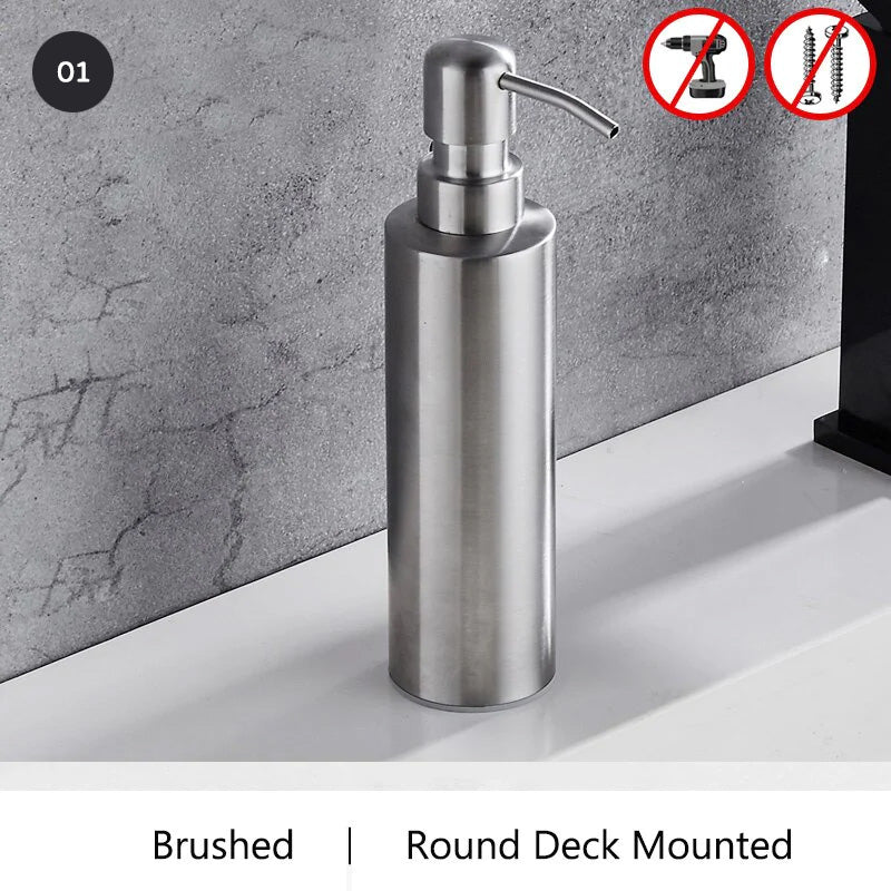 Matt Black Stainless Steel Liquid Soap Dispensers Modern Minimalist Wall Mounted Pump Soap Dispenser For Bathroom Kitchen Industrial Washrooms