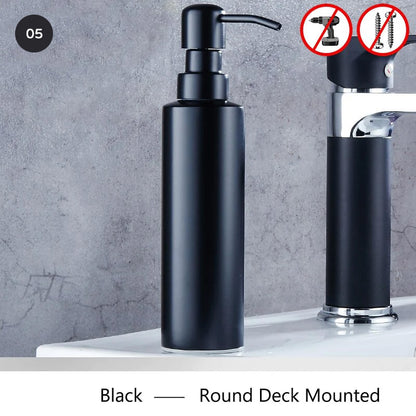 Matt Black Stainless Steel Liquid Soap Dispensers Modern Minimalist Wall Mounted Pump Soap Dispenser For Bathroom Kitchen Industrial Washrooms