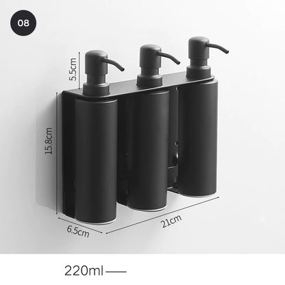 Matt Black Stainless Steel Liquid Soap Dispensers Modern Minimalist Wall Mounted Pump Soap Dispenser For Bathroom Kitchen Industrial Washrooms