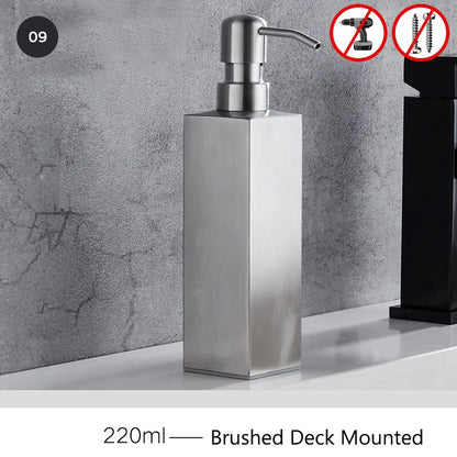 Matt Black Stainless Steel Liquid Soap Dispensers Modern Minimalist Wall Mounted Pump Soap Dispenser For Bathroom Kitchen Industrial Washrooms