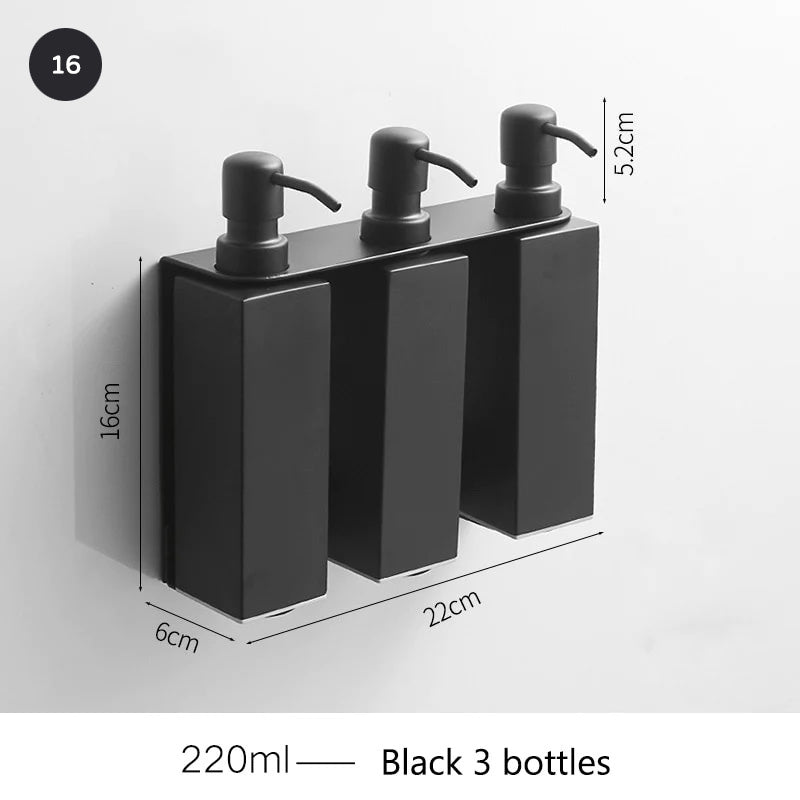 Matt Black Stainless Steel Liquid Soap Dispensers Modern Minimalist Wall Mounted Pump Soap Dispenser For Bathroom Kitchen Industrial Washrooms