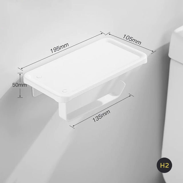 Matte Black Silver White Aluminum Toilet Roll Holder With Shelf Bathroom Accessory Rack For Holding Phone Cosmetics etc Double Toilet Roll Option