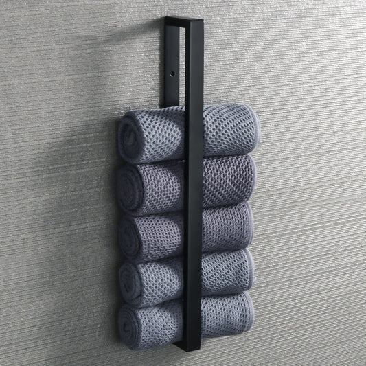 Minimalist Black Stainless Steel Bathroom Towel Rack Wall Mounted Hanger Towel Organizer For Neat Storage Of Multiple Towel Rolls
