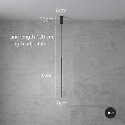 Minimalist Vertical Hanging Pendant LED Line Strip Light For Modern Bedroom Bedside Side Lights Contemporary Home Interior Lighting