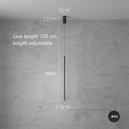 Minimalist Vertical Hanging Pendant LED Line Strip Light For Modern Bedroom Bedside Side Lights Contemporary Home Interior Lighting
