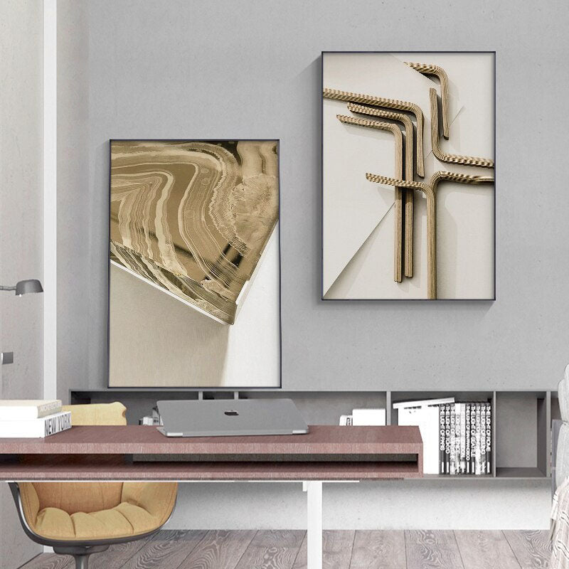 Modern Abstract Architectural Geometry Wall Art Fine Art Canvas Prints Neutral Colors Contemporary Pictures For Loft Living Room Home Office Interior Decor