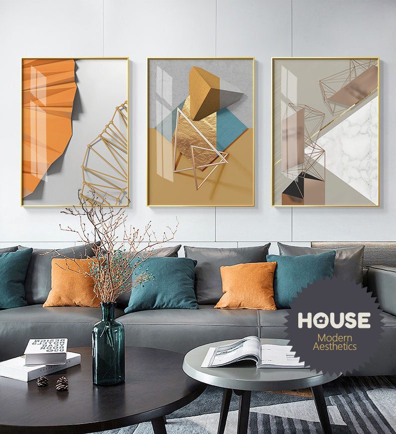 Modern Abstract Geometric Industrial Architectural Wall Art Fine Art Canvas Prints Pictures For Urban Loft Apartment Luxury Living Room Home Office Decor