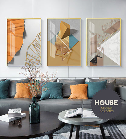 Modern Abstract Geometric Industrial Architectural Wall Art Fine Art Canvas Prints Pictures For Urban Loft Apartment Luxury Living Room Home Office Decor