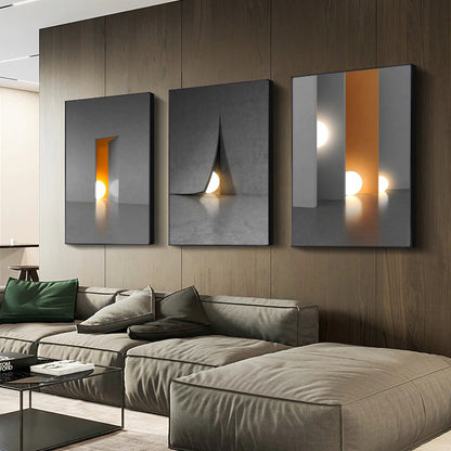 Modern Aesthetics Abstract Lighting Wall Art Fine Art Canvas Prints Orange Gray Minimalist Pictures For Urban Loft Living Room Home Office Interior Decor