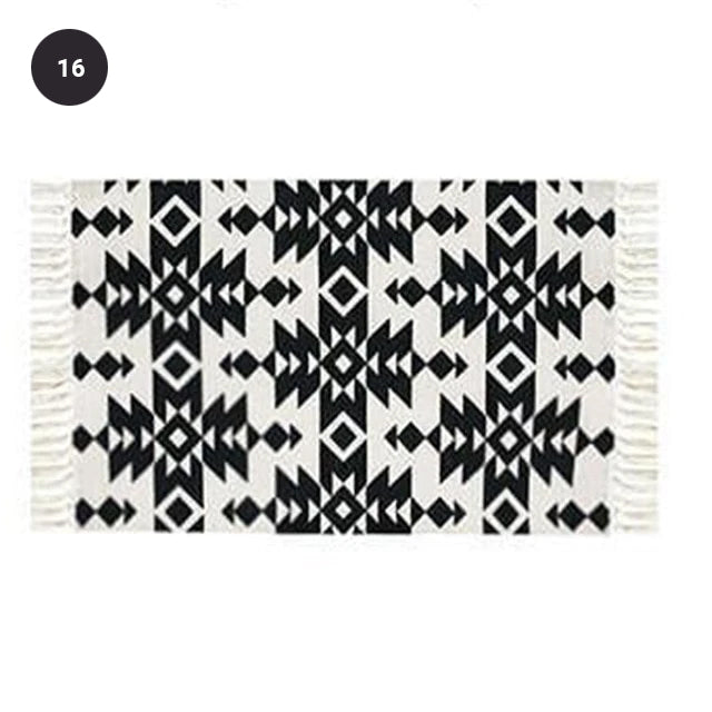Modern Bohemian Carpet Rugs For Bedroom Living Room Area Mats Hand Woven Cotton Linen Tassel Floor Mat Bedside Rug Geometric Carpet 60x90cm