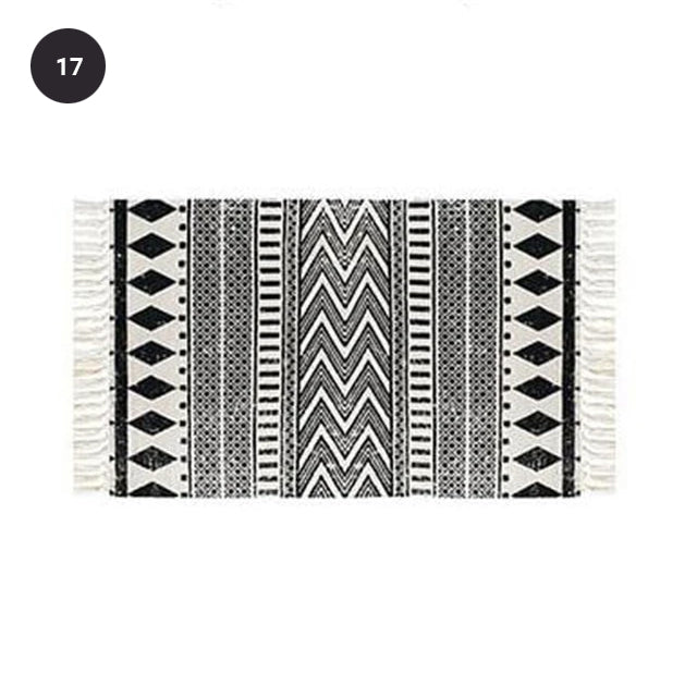 Modern Bohemian Carpet Rugs For Bedroom Living Room Area Mats Hand Woven Cotton Linen Tassel Floor Mat Bedside Rug Geometric Carpet 60x90cm