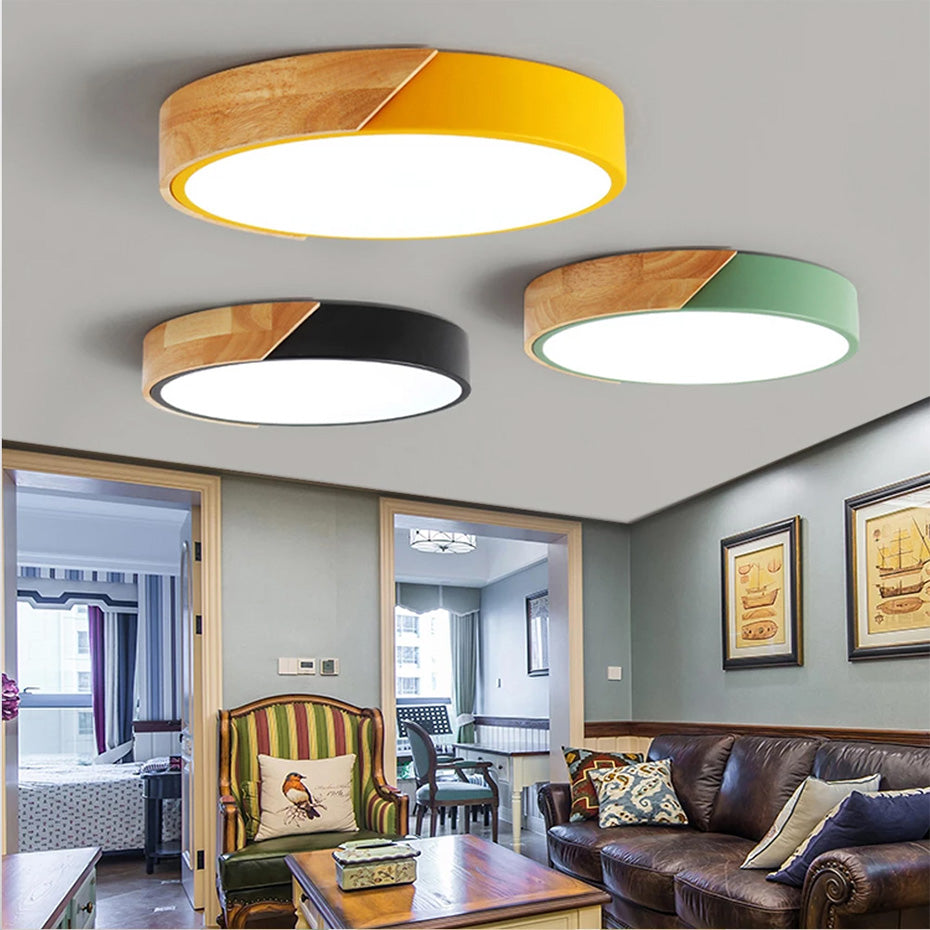 Modern Colorful Flat Round LED Ceiling Lights Nordic Style Lighting For Kitchen Modern Living Room Dining Room Home Office Decor