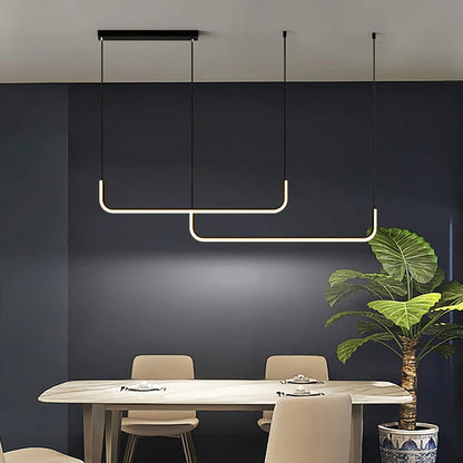 Modern Minimalist LED Chandelier Lighting Abstract Slimline Linear Light Fitting For Above Kitchen Island Worktop Dining Room Table Lighting Contemporary Home Decor