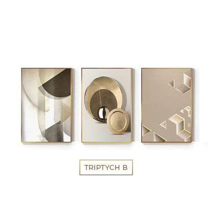 Modern Abstract Architectural Geometry Wall Art Fine Art Canvas Prints Neutral Colors Contemporary Pictures For Loft Living Room Home Office Interior Decor