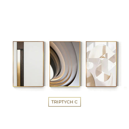 Modern Abstract Architectural Geometry Wall Art Fine Art Canvas Prints Neutral Colors Contemporary Pictures For Loft Living Room Home Office Interior Decor