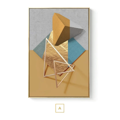 Modern Abstract Geometric Industrial Architectural Wall Art Fine Art Canvas Prints Pictures For Urban Loft Apartment Luxury Living Room Home Office Decor