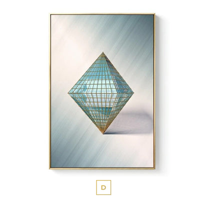Modern Abstract Geometric Industrial Architectural Wall Art Fine Art Canvas Prints Pictures For Urban Loft Apartment Luxury Living Room Home Office Decor
