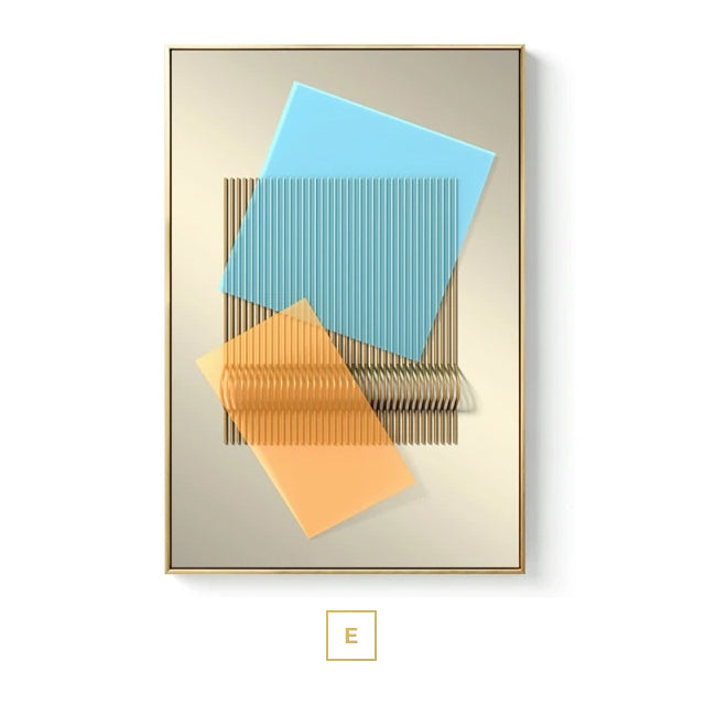 Modern Abstract Geometric Industrial Architectural Wall Art Fine Art Canvas Prints Pictures For Urban Loft Apartment Luxury Living Room Home Office Decor