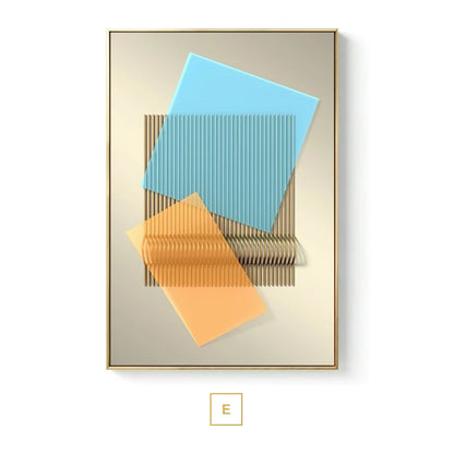 Modern Abstract Geometric Industrial Architectural Wall Art Fine Art Canvas Prints Pictures For Urban Loft Apartment Luxury Living Room Home Office Decor