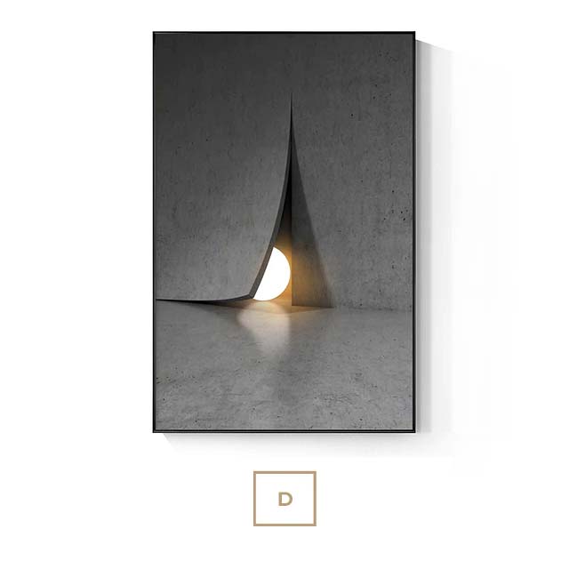 Modern Aesthetics Abstract Lighting Wall Art Fine Art Canvas Prints Orange Gray Minimalist Pictures For Urban Loft Living Room Home Office Interior Decor