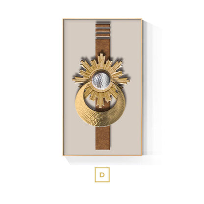 Modern Aesthetics Geometric Abstract Golden Sun Moon Wall Art Fine Art Canvas Prints Pictures For Luxury Loft Living Room Home Office Boutique Hotel Decor
