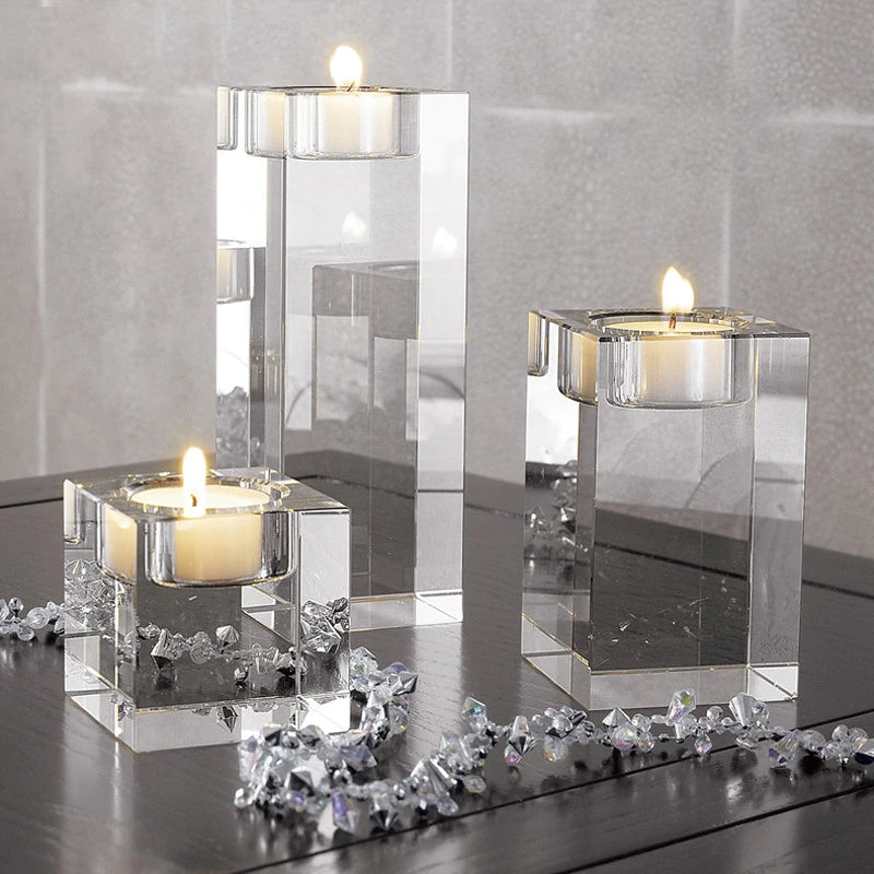 Modern Chunky Crystal Candle Holders Tealight Religious Contemporary Candlestick Reiki Spa Candle Stands Modern Home Decor