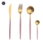 Modern Gold Cutlery Set Stainless Steel Tableware Knife Fork Dessert Spoon Teaspoon Dinnerware Contemporary Flatware Essential Designer Kitchen Accessories