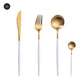 Modern Gold Cutlery Set Stainless Steel Tableware Knife Fork Dessert Spoon Teaspoon Dinnerware Contemporary Flatware Essential Designer Kitchen Accessories