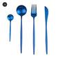 Modern Gold Cutlery Set Stainless Steel Tableware Knife Fork Dessert Spoon Teaspoon Dinnerware Contemporary Flatware Essential Designer Kitchen Accessories