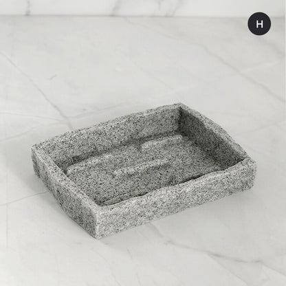 Modern Gray Resin Granite Block Bathroom Accessories Toothbrush Holder Liquid Soap Dispenser Toilet Brush Holder For Washroom Bathroom Accessory Sets