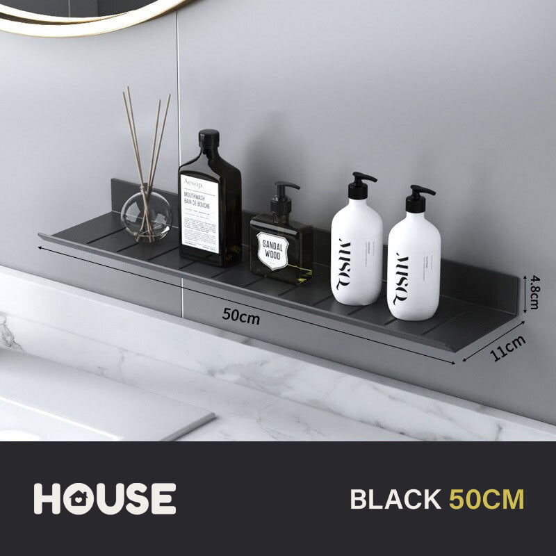 Modern Minimalist Aluminum Bathroom Shelf For Cosmetics Shampoo Sundries Washroom Storage Racking in Black Silver & White Aluminium