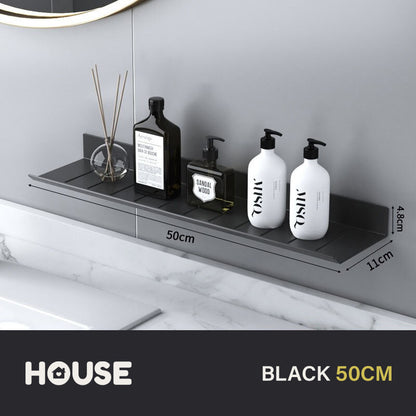 Modern Minimalist Aluminum Bathroom Shelf For Cosmetics Shampoo Sundries Washroom Storage Racking in Black Silver & White Aluminium