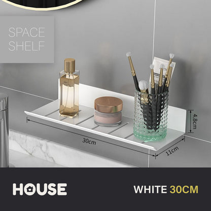 Modern Minimalist Aluminum Bathroom Shelf For Cosmetics Shampoo Sundries Washroom Storage Racking in Black Silver & White Aluminium