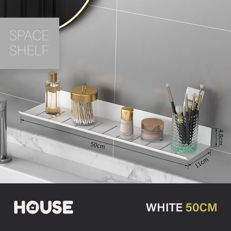 Modern Minimalist Aluminum Bathroom Shelf For Cosmetics Shampoo Sundries Washroom Storage Racking in Black Silver & White Aluminium